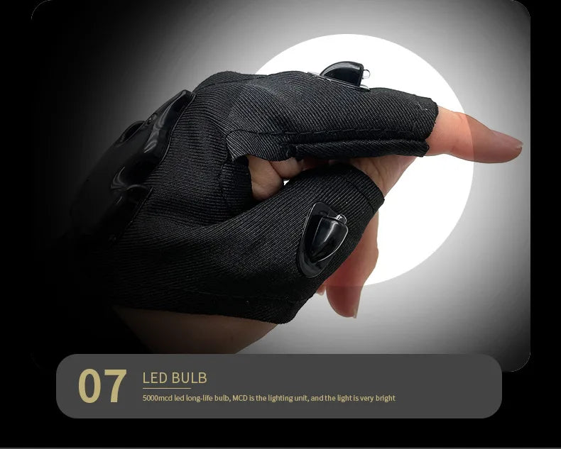 Rechargeable LED Flashlight Hand Gloves