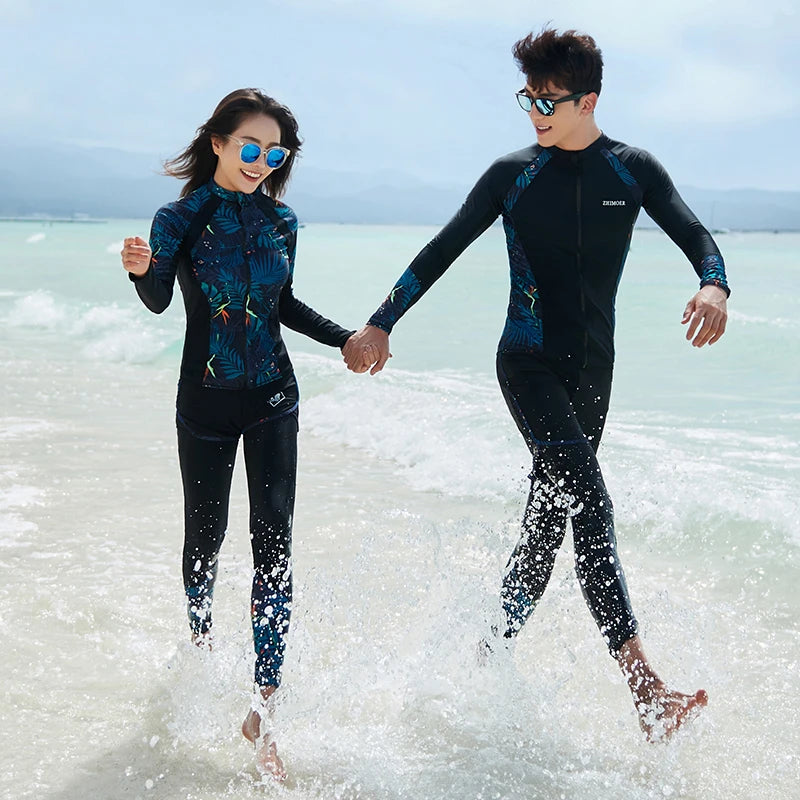 Unisex Surfing 3-5 Pieces Long Sleeve Zipper Swimwear