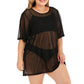 Plus Size Ladies See-through Mini Bikini Short Sleeve Dresses