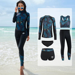 Unisex Surfing 3-5 Pieces Long Sleeve Zipper Swimwear