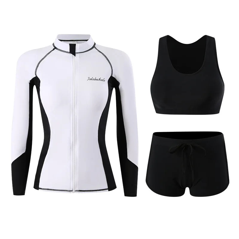 Unisex Black and White Diving and Swimsuit