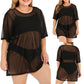 Plus Size Ladies See-through Mini Bikini Short Sleeve Dresses