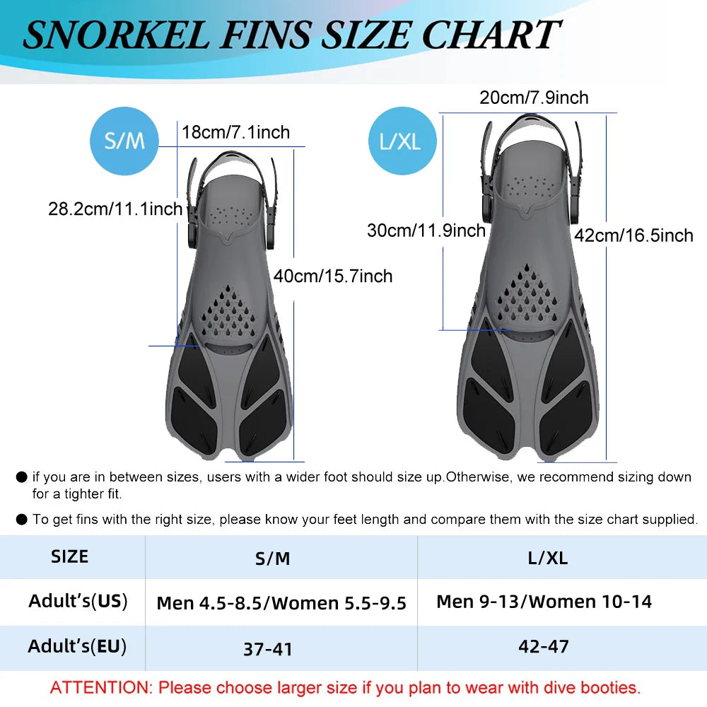 Adjustable Buckles Swimming Flippers Snorkel Fins