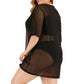 Plus Size Ladies See-through Mini Bikini Short Sleeve Dresses